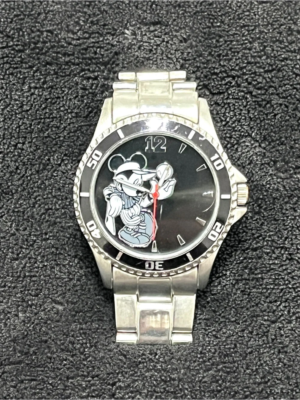 Disney Accutime Mickey Mouse Baseball Watch Stainless Steel MK2204